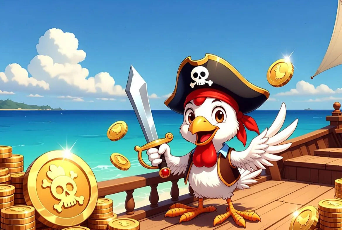 Chicken Pirate game running on a mobile phone browser